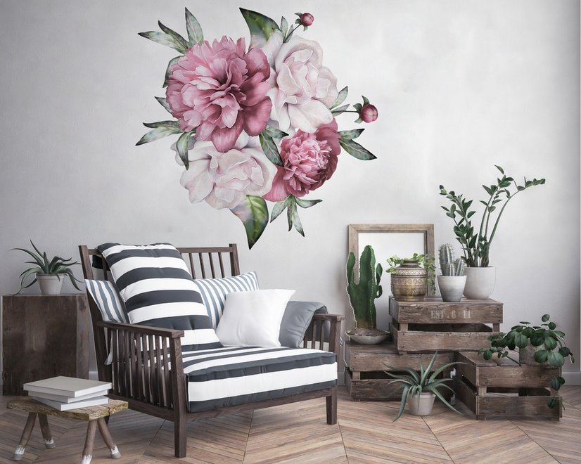 3D Dutch Floral Peony Flower Bouqet Wall Decal Sticker