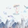 Watercolor Style Kids Landscape with Cute Bunny Wallpaper Mural