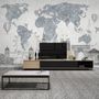 Vintage World Map with Old Hot Air Balloon Wallpaper Mural