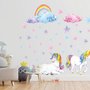 Mignonne licorne avec arc-en-ciel Stickers muraux