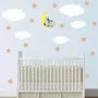 White Cloud and Stars Wall Decal Sticker