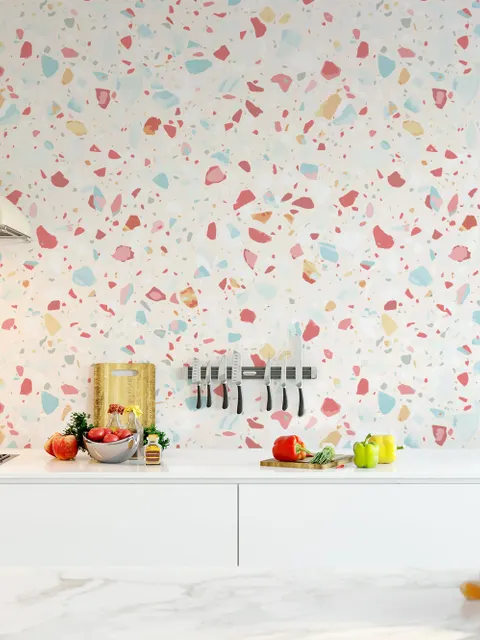 Papier peint panoramique coloré en terrazzo