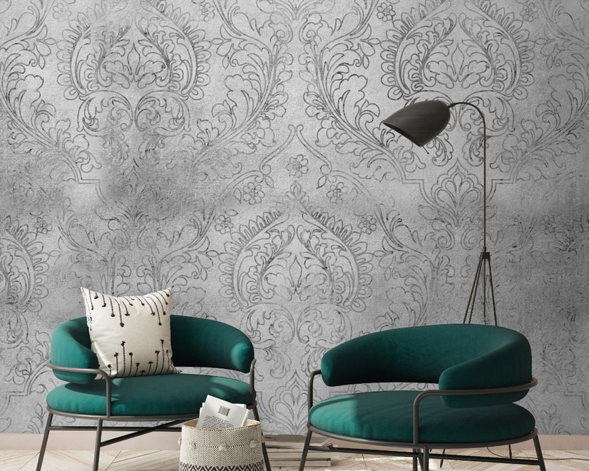 Papier peint panoramique Baroque Style Damask Art Grunge