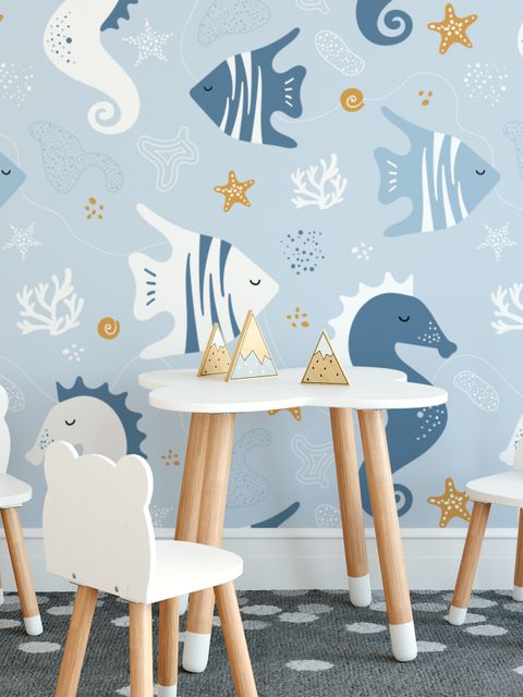 Zebrafisch und Seepferdchen Fototapete