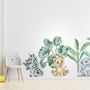 Kids Cute Safari Animal with Tropical Trees Wall Decal Sticker
