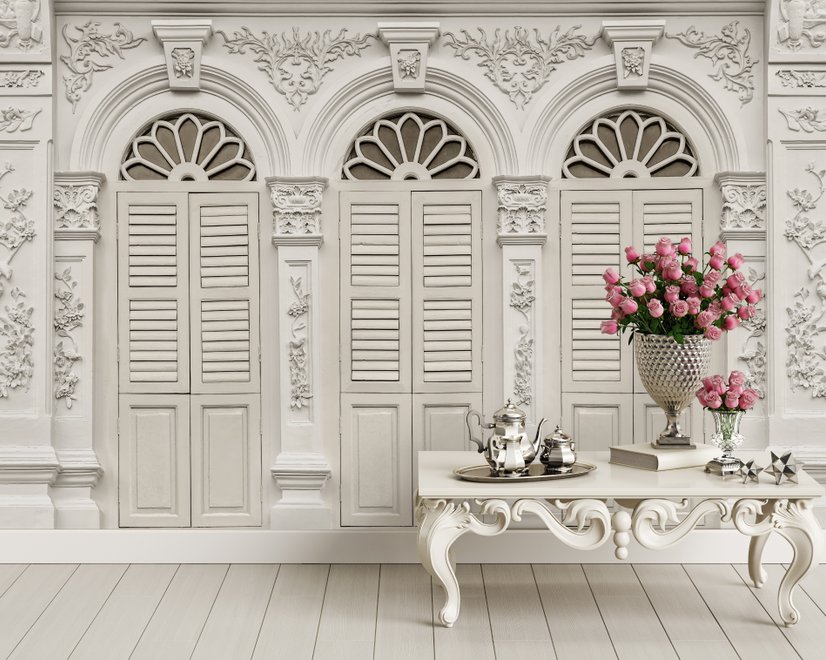 Faux Window Shutter Wallpaper Mural