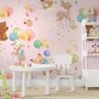Animaux mignons volant avec des montgolfières Papier peint panoramique enfants