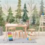 Papier peint forêt de pins aquarelle avec animaux pour enfants