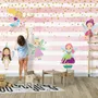 Kids Cartoon Fairy with Stripe Pattern Wallpaper Mural