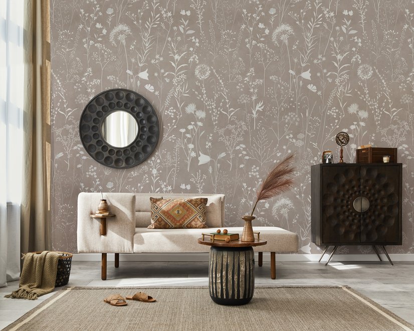 Fototapeten im Bohemian-Stil mit neutralen Wildblumenfarben