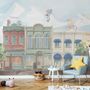 Kids Village Drawing with Cartoon Animals Wallpaper Mural