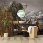 Medieval Lake Landscape with Boats Wallpaper Mural