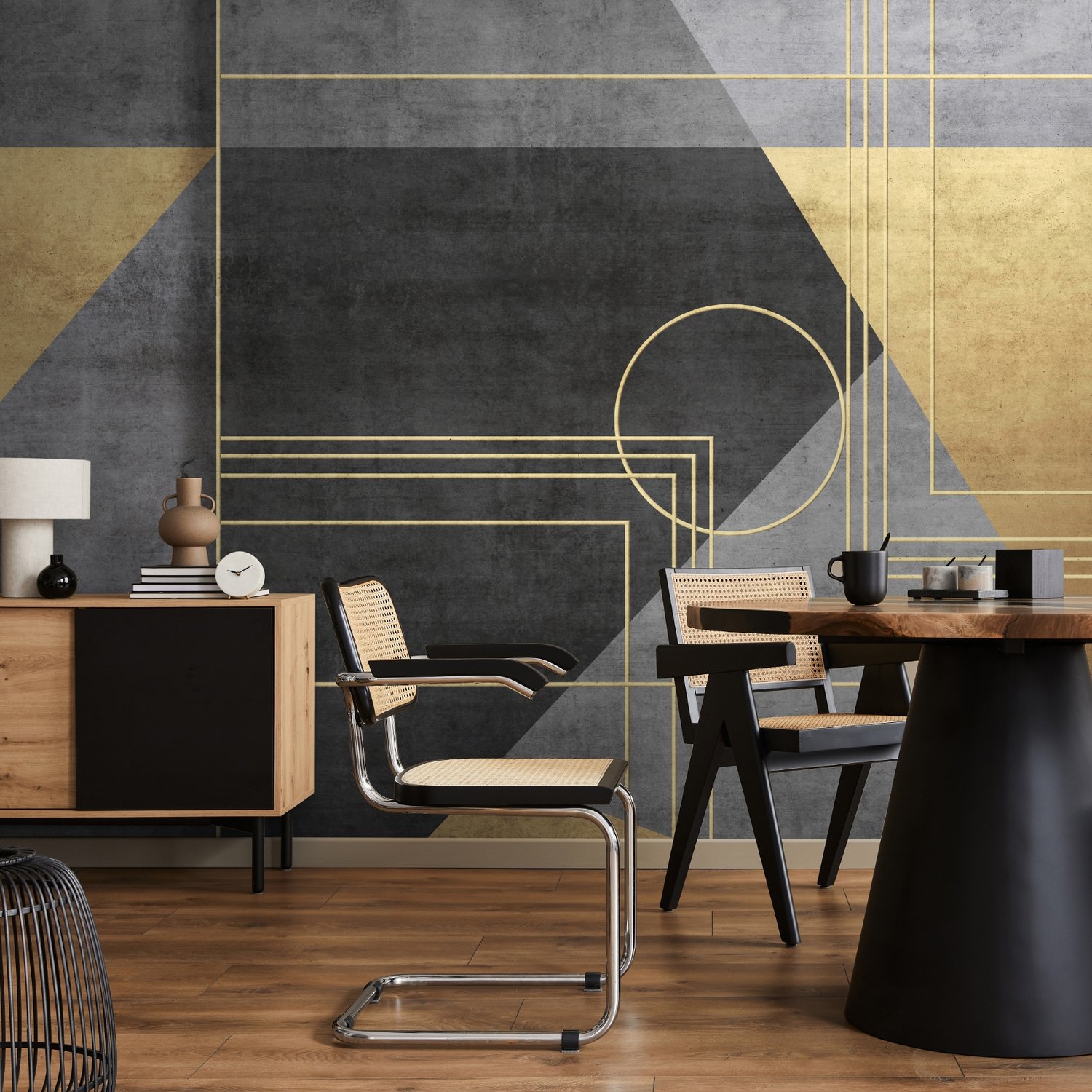 Colorful Geometric Grunge Art Wallpaper Mural - Peel and Stick