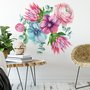 Stickers muraux floral de protea rose avec renoncule et tulipes aquarelle