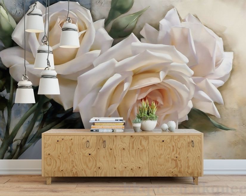 Cream Rose Flowers Wallpaper Mural