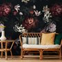 Realistic Dark Peony Floral Bouquet Wallpaper Mural