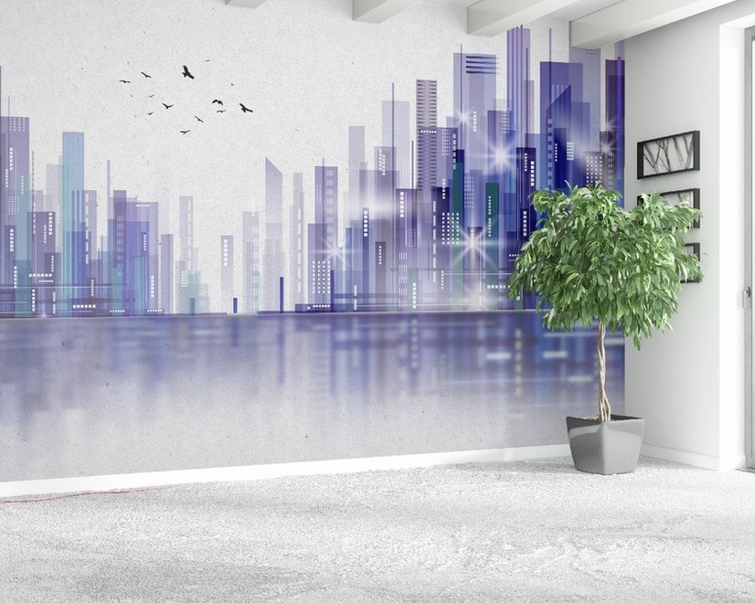Black Green Dark Cityscape Wallpaper Mural