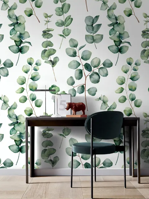 Papier peint feuille eucalyptus aquarelle