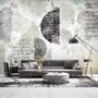 Geometric Pattern with Floral Wallpaper Mural