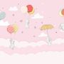 Rabbits with Air Balloon Wallpaper Mural
