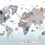 Gray Kids World Map Wallpaper Mural