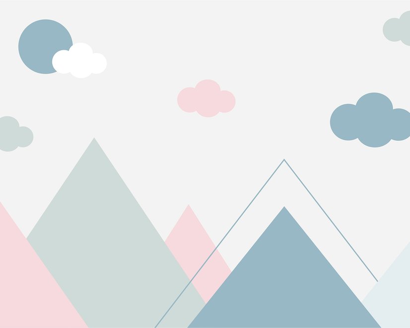 Blue Pink Mountains and Clouds Wallpaper Mural