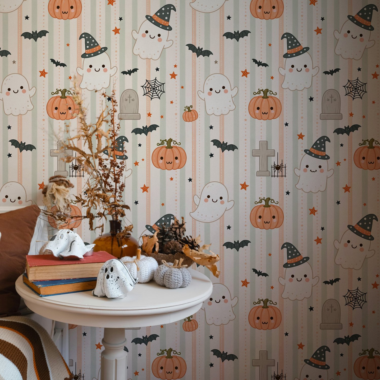 Cute Autumn Halloween Wallpaper - Peel and Stick