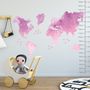 Kids Pink World Maps with Little Fishes Wall Decal Sticker