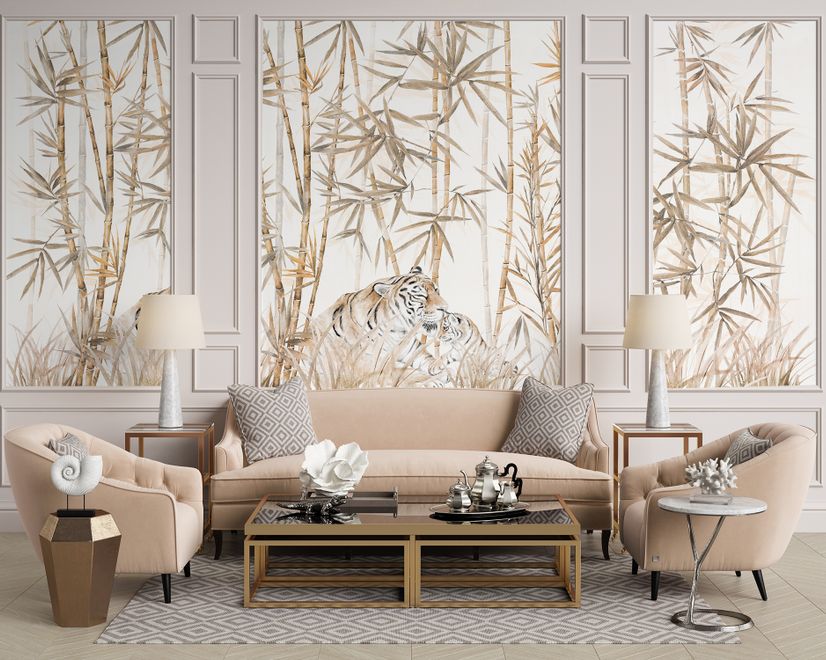 Bamboo Trees with Leopard Wallpaper Murals