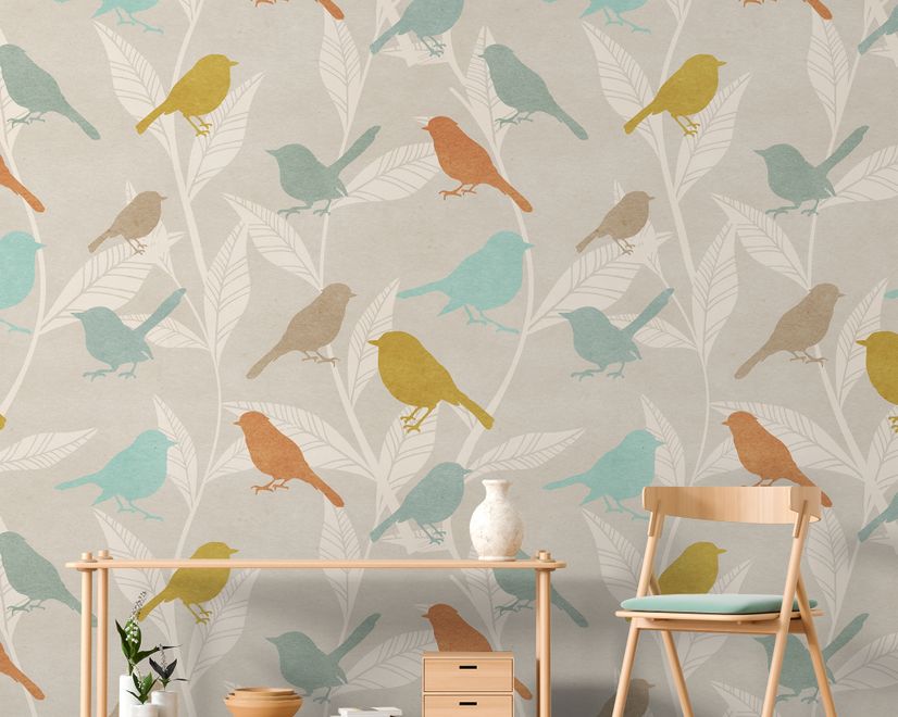 Colorful Europian Birds Wallpaper Mural