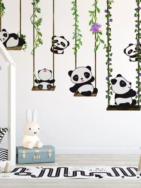 Panda-Bären mit Schaukel Fototapete