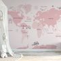 For Girls Pink Monochrome World Map Wallpaper Mural