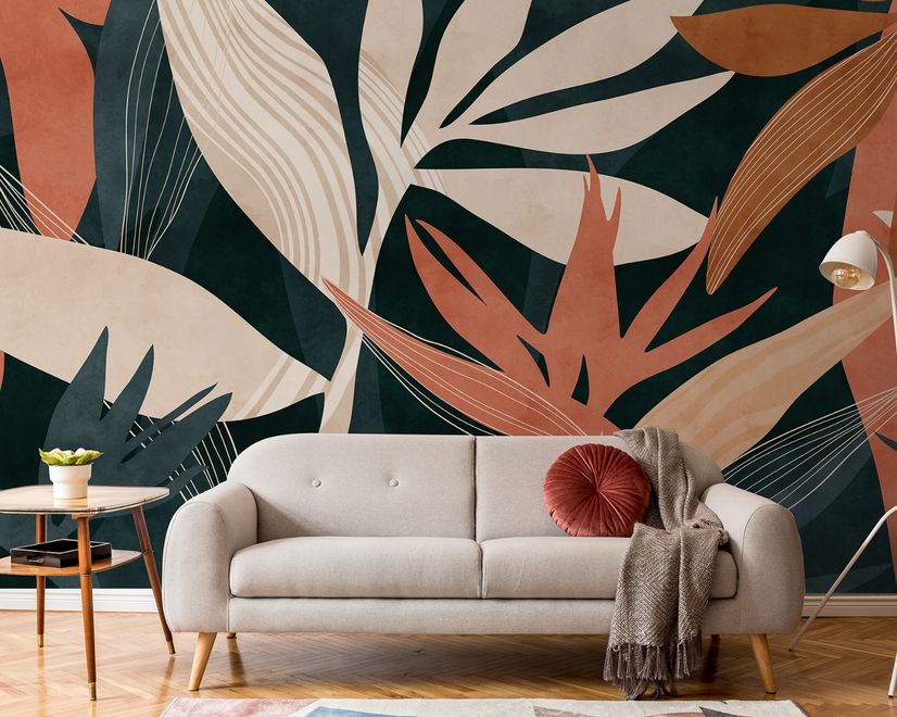 Papier peint art feuillage tropical