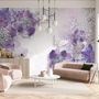 Papier peint panoramique violet avec papillons Swarovski