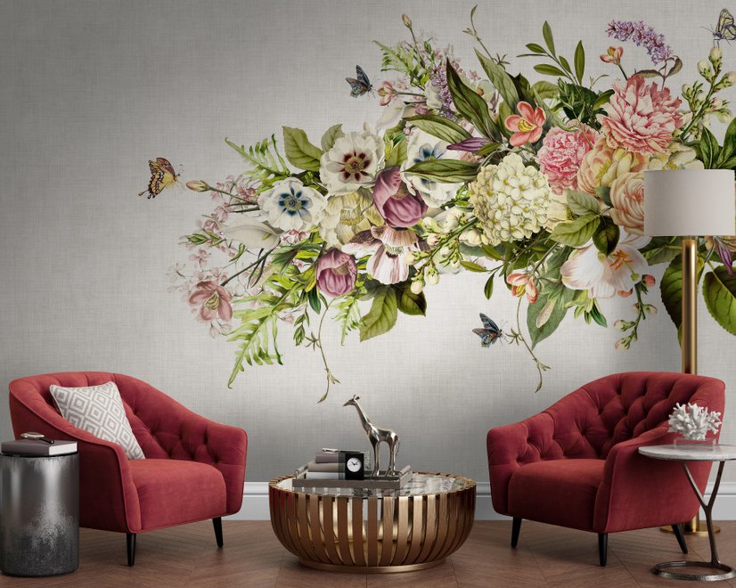 Vintage Hydrangea Floral Wallpaper Mural