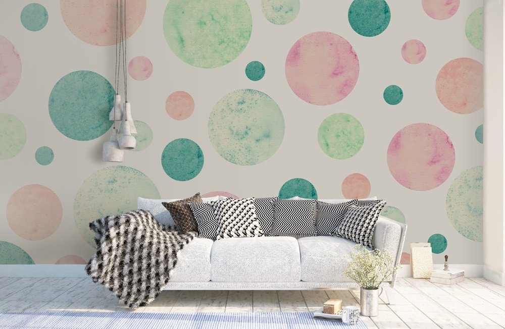 Geometric Colorful Circle Shape Pattern Wallpaper Mural - Peel and Stick