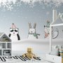Cartoon-Fuchs und Panda Wintertiere Fototapete