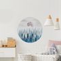 Foggy Forest with Rising Moon Landscape Circle Wall Decal Sticker