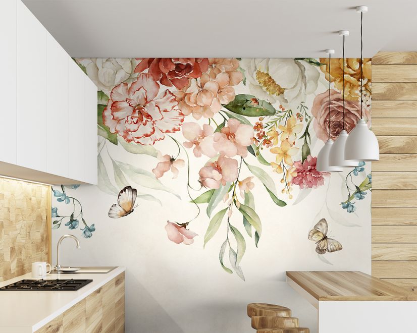 Summer Floral Colorful Watercolor Blossom Wallpaper Mural