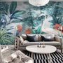 Watercolor Painting Forest and Storks Wallpaper Mural