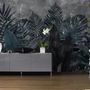 Dark Green Leafy Scenery Wallpaper Mural