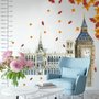 Londres Big Ben et Westminster avec feuilles d'automne Stickers muraux Sticker