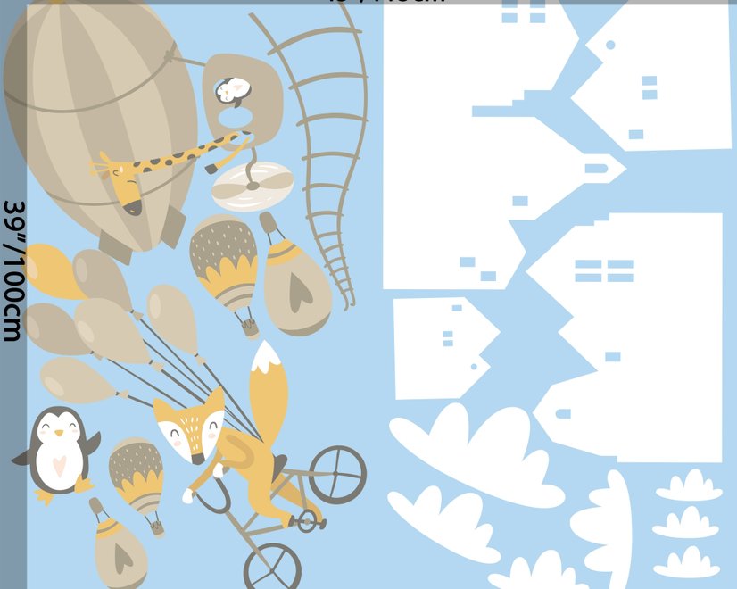 Kinderzimmer Heißluftballon und Weiße Haus Silhouette Wandtattoo