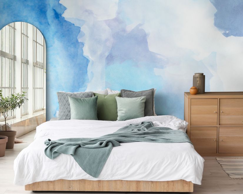 Watercolor Blue Brush Wallpaper Mural