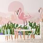 Flamingo with Cactus Wallpaper Mural
