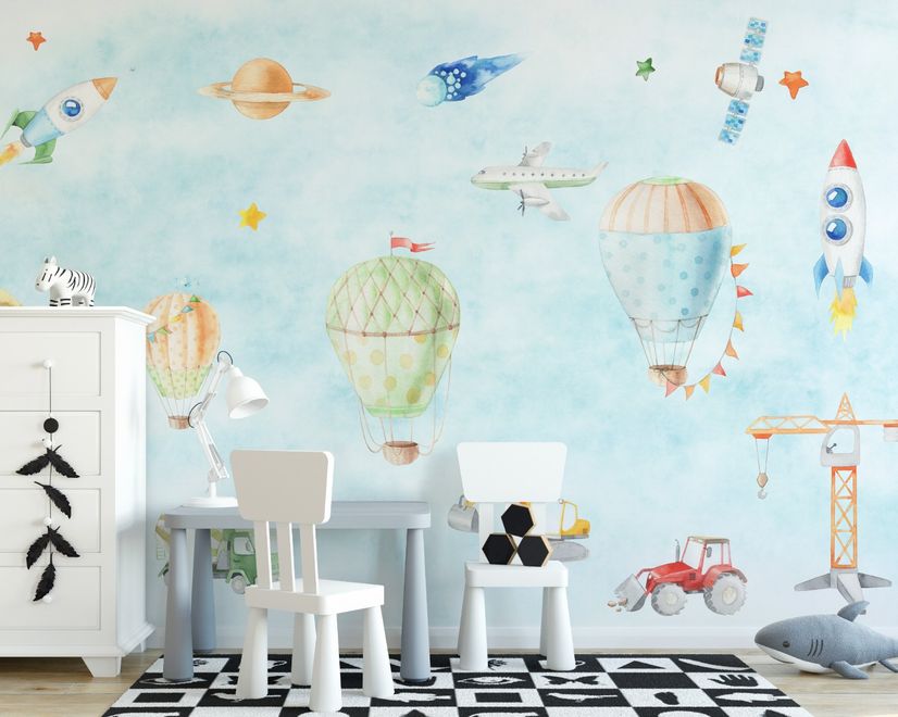 Kids Hot Air Balloons Wallpaper Mural