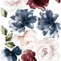 Dark Blue Red Peony Floral Bouqet Wall Decal Sticker