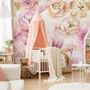 Pink Peony Floral Bouqet Pattern Wallpaper Mural