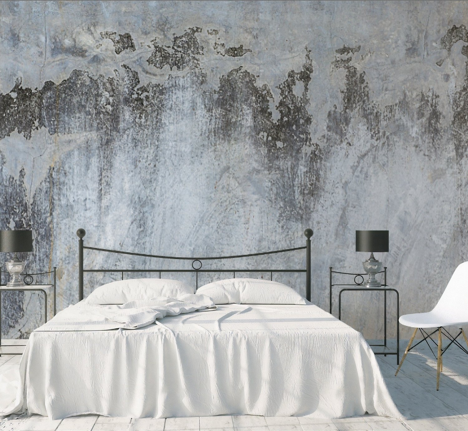 Gray Brown Grunge Cement Style Wallpaper Mural - Peel and Stick