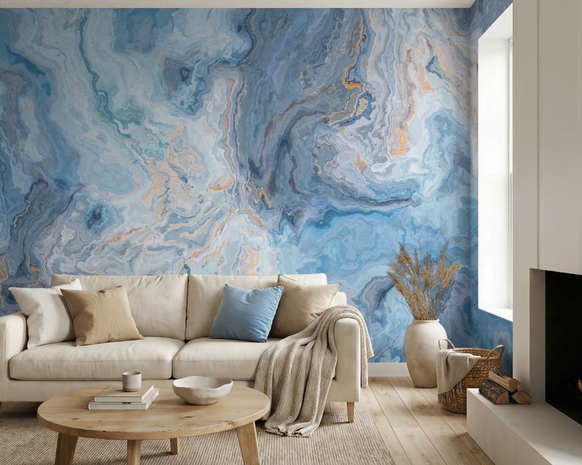 Turquoise Wave Pattern Wallpaper Mural